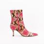 Bottes Femme Fashion Designer Embossed Pu Ladies Pointy Toe Thin Heel Short Boots Women Kitten Heel Ankle Booties