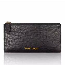 Billeteras Custom Luxury Real Ostrich Skin Leather Men Women Fashion Mini Slim Coin Cash Zip Zipper Wallet Purse