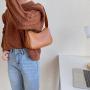 Japanese women's new fashion design handbag simple solid color shoulder bag PU rectangular temperament armpit bag