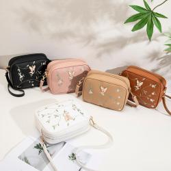 Women's Bag Embroidery Butterfly Camera Bag Pu Leather Wholesale 2024 New Personalized Small Shoulder Crossbody Bags for Women