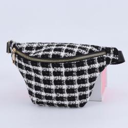 Winter Elegant Plaid Checkered Tweed Belt Bag Ladies Classic Crossbody Chest Bag Designer Bags Custom Vintage Waist Fanny Pack