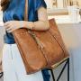 OEM1002  Women Handbag New Fashion Design Shoulder Bag with Tassel PU Leather Solid Large Tote for Shopping Storage Bag