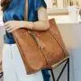 OEM1002  Women Handbag New Fashion Design Shoulder Bag with Tassel PU Leather Solid Large Tote for Shopping Storage Bag