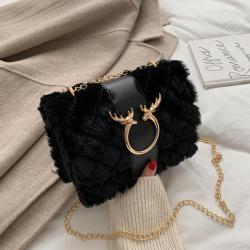 Small Bag for Women 2024 New Fashion Versatile Chain Lamb Plush Single Shoulder Bag Western Style Crossbody Bag