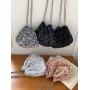 2024 New Hot Style Pink Sequins Fashion Shoulder Bag Silver Chain High Quality Crossbody Bag  PVC Sequins Drawstring Bucket Bag