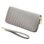 ZR573 Women's Wallet Long Handbag PU Double-layer Zipper Coins Wallet Purse Girl Stylish Weave Mobile Phone Bag Card Holder