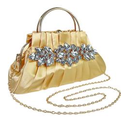 HR666 Women New Designed Silk-like Inlaid Diamond Brightly Clutch Handbag Fashion Retro Dinner Bag Ladies Luxury Party Bag