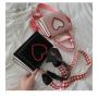 Hot sale cute pink color girls shoulder bag custom lolita stylish leather heart design women hand bag