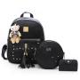 New Arrival mochila Waterproof Backpack Girls Sweet School Bags With Tassel PU Leather 3PCS Set Backpacks For Women