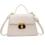 2024 new design women's bag popular fashion lock buckle single shoulder crossbody bag solid color texture small square bag