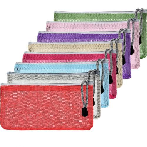 Gelory Custom Color Makeup Bag Travel Cosmetic Pouch Bag Zipper Nylon Mesh Make Up Organizer Bag