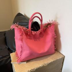 New design custom logo bags for women Korean tassel canvas bag large capacity women's handbag simple single shoulder tote bag