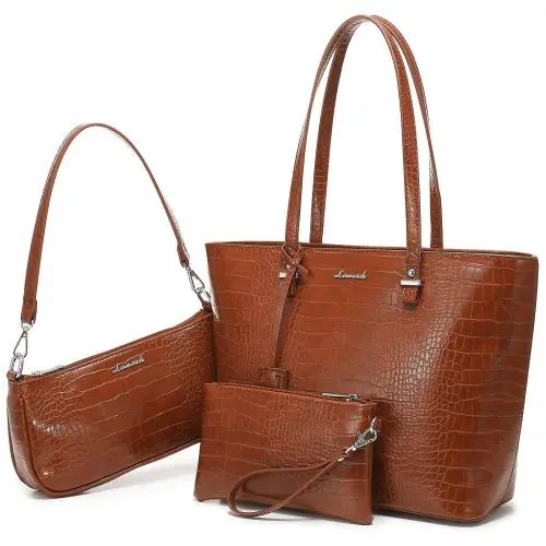 LOVEVOOK wholesale OEM ODM Custom Logo PU Leather women Tote bags 3 pcs Bags Set Purse and Handbags Women Ladies Hand Bags 2021