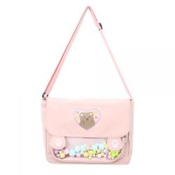 Large Capacity Japanese Style Kawaii Single Shoulder Ita Bag Cute Girl's Tote Bag PVC Window Bags