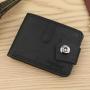 HR329 Men's Short Buckle Coin Wallet ID Card Pu Wallet Horizontal Square Zipper Grid Card Slot Casual Business Father's Day Gift