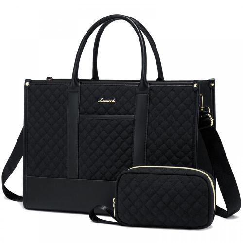 LOVEVOOK Laptop Bags for Women 15.6 inch Waterproof Quilted Work Tote Bag with Clutch Lightweight Computer Travel Shoulder Purse