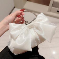 Satin Bowknot Cloth Fashion Women Clutch bag Wedding Bride Temperament Handbag Purse