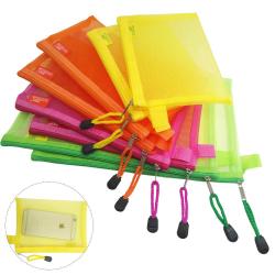 Durable Zipper Mesh File Bags Folder Nylon Pencil Case Cosmetic Storage Office Pouch Holder