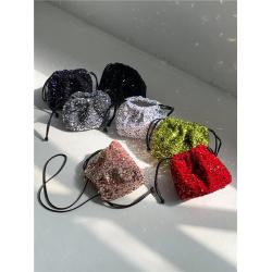 Spring New Cross body bucket handbags for women luxury glitter drawstring bags clutch bag evening bags luxury designer purses
