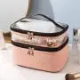 Multifunction Transparent Large Capacity Zipper Makeup Bag Double Layer PVC PU Toiletry Cosmetic Bag
