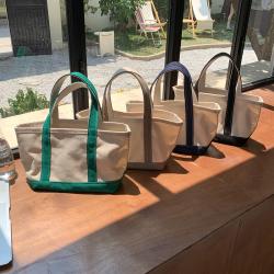 Modern Color Contrast Design Canvas Tote Bag Ladies Fashion Handbags Leisure Hand Bags Cheap Cotton Canvas Tote Bag