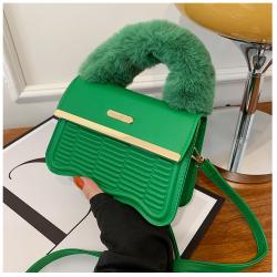 Fur Fashion Ladies Hand Bag Woman Luxury Handbags Single Shoulder Women Bags Alligator Square PU Lady Bags Bolsos Lash Package