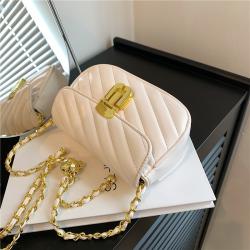 Lock Embroidered Leather Crossbody Bags For Women Soft Leather Bolsos-Para-Mujeres- Chains Bolsas Para Mujer