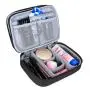 Double Layer Travel Cosmetic Bag Case Makeup Train Organizer Bag with Handle Strap for Makeup Brushes