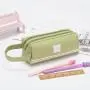 Gelory New Simple Solid Color Striped Double-Layer Pencil Case Pencil Case Student Creative Large Capacity Portable Pencil Case