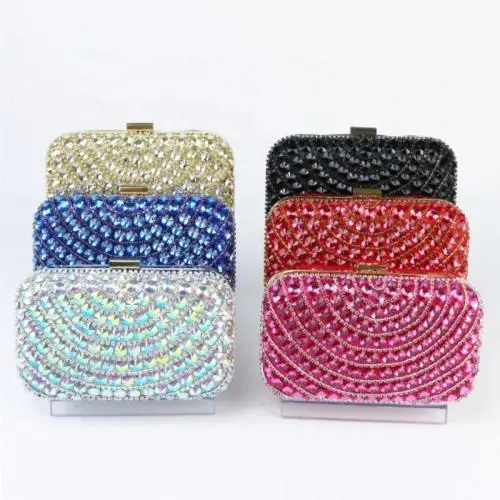 New Wedding Elegant Hollow Metal Hard Box Rhinestone Clutch Bag Ladies Handbag Luxury Party Evening Bags For Woman