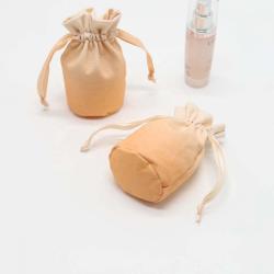 Custom Digital Printing Round Bottom Canvas Gift Jewelry Packaging Bag 12 Oz Canvas Cotton Cosmetic Makeup Pouch