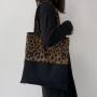 Custom Logo New Leopard Pattern Canvas Bag for Women's Shoulder Large Capacity Tote Bag Student Handbag