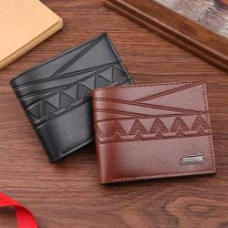 Wallet men's short money clip youth fashion embossed horizontal soft leather wallet large capacity multi-card wallet