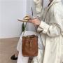 New design handbags nylon lady shoulder bag Fashion fold messenger bag for women PU stitching bucket small crossbody bag