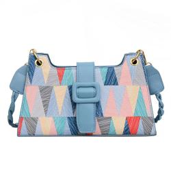 ZR532 Woman Bags Chain Handbag New Contrast Montage Color Fashion Popular One Shoulder Underarm Bag PU Leather Small Square Bag