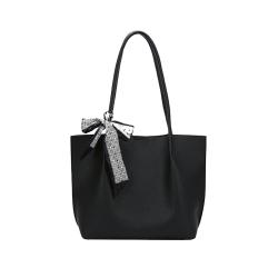 Fast delivery waterproof brown black PU leather lady handbags tote bag with custom print logo