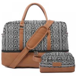 Realer2024 Canvas Weekender Bag for Women with Shoe Compartment Large Overnight Bag Canvas Travel Duffel Bag with Toiletry pouch