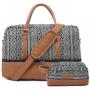 Realer2024 Canvas Weekender Bag for Women with Shoe Compartment Large Overnight Bag Canvas Travel Duffel Bag with Toiletry pouch
