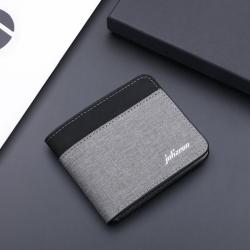 ZR204 Cheap Canvas Wallet Short Men's Simple Splice Contrast Leather Wallet US Dollar Package New Wholesale