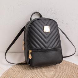 New Hot Sale School Simple Fashion Texture Rhombus Ladies Mini Backpack PU Striped Small Backpack For Women