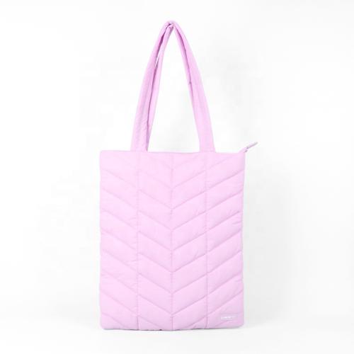 CHANGRONG Custom waterproof Nylon Pink puffer tote bag for women