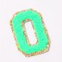 Stock Neon Green with Gold Border English Letter A-Z Iron On Adhesive Repair Alphabet Sewing Appliques Clothing Chenille Patch