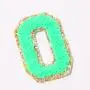 Stock Neon Green with Gold Border English Letter A-Z Iron On Adhesive Repair Alphabet Sewing Appliques Clothing Chenille Patch
