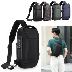 Fashion Waterproof Sports Diagonal Backpack Anti-theft Password Lock Men's Chest Bag Oxford Cloth Solid Shoulder Bag
