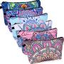 2024 Boho Style Mandala Flowers Digital Printing Zipper Cosmetic Bag Waterproof Travel Makeup Toiletry Pouch