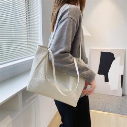 HR488 New Trend Women Handbag Woven Pattern Tote Shoulder Messenger Purses Bags PU Large Laptop Underarm Shopping Bag for Women