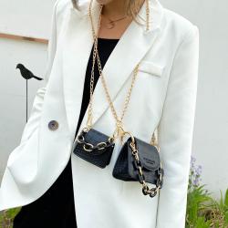2022 New Fashion  One Shoulder Solid Color Chain Bag Hot Selling Mini  Bags Messenger Change Crocodile Stone Pu Bag Wholesale