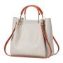 New 2023 Large Capacity Solid Color Printed Women's Bag Wooden Bead Bucket Fashion Pu High-grade Sense One Shoulder bag