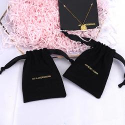 Custom Gold Stamping Cotton Linen Bracelet Necklace Jewelry Bag With Microfiber Cleaning Cloth Jewelry Card Packing Pouch