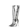 Botas De Mujer Fashion Design Metallic Boots Women Mirror Leather Pointed Toe Stiletto Thin Heels Long Boot Knee High Boots